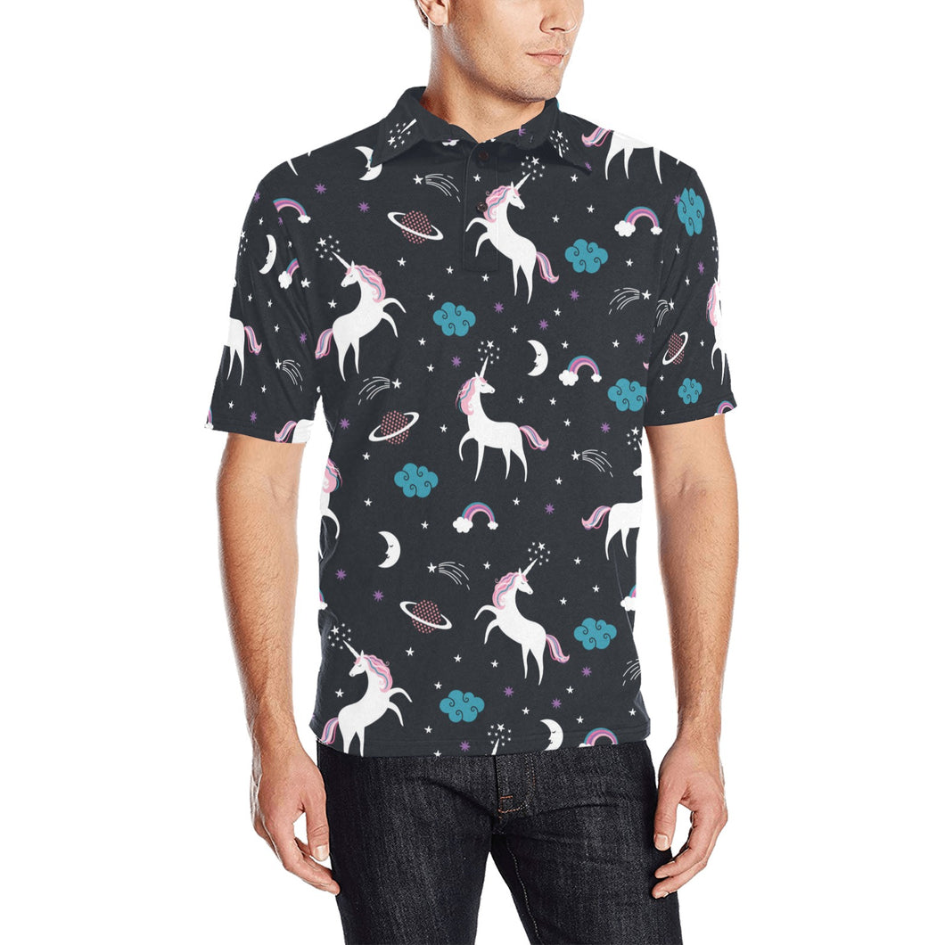 unicorn rainbows moon clound star pattern Men's All Over Print Polo Shirt