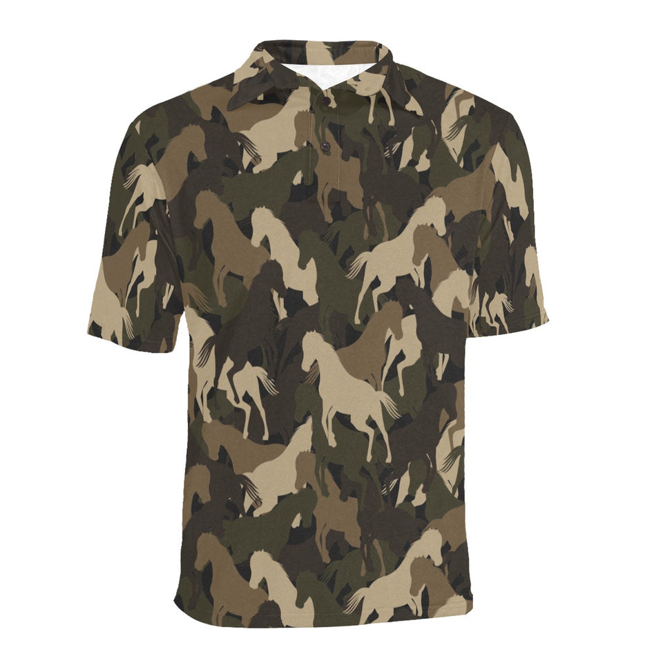 Horse Camouflage Pattern Men's All Over Print Polo Shirt