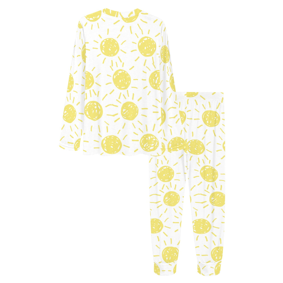 hand drawn sun pattern Women's All Over Print Pajama Set