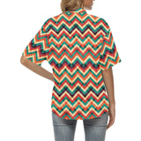 zigzag  chevron colorful pattern Women's All Over Print Hawaiian Shirt