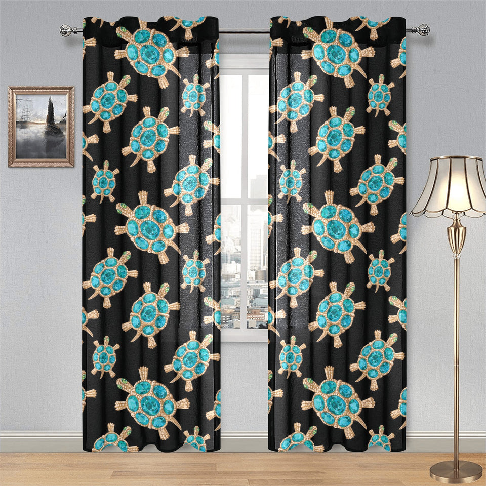 Sea turtle blue stone pattern Gauze Curtain