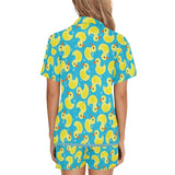 Duck Pattern Print Design 04 Women's V-Neck Short Pajama Set