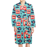 British Pattern Print Design 04 Men's Long Sleeve Belted Night Robe