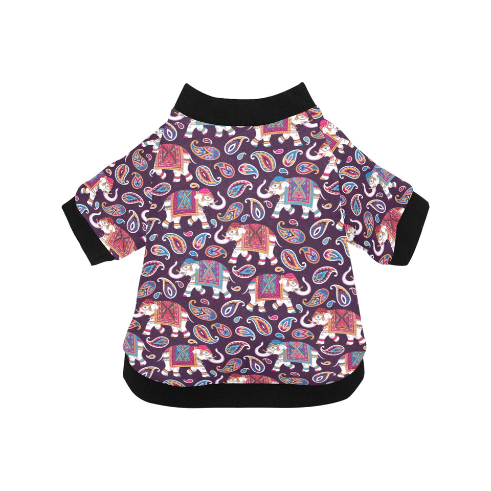 Elephant indian style ornament pattern All Over Print Pet Dog Round Neck Fuzzy Shirt