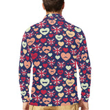 British Pattern Print Design 02 Men's Long Sleeve Polo Shirt