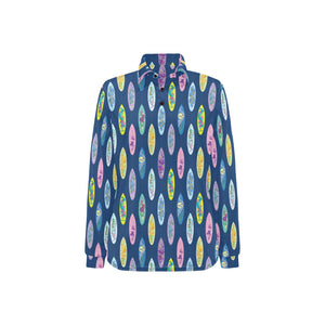 Surfboard Pattern Print Design 03 Women's Long Sleeve Polo Shirt