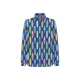 Surfboard Pattern Print Design 03 Women's Long Sleeve Polo Shirt