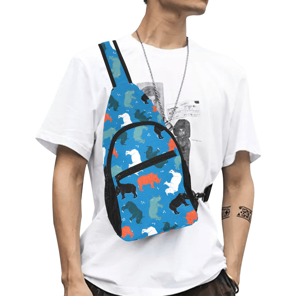 Colorful rhino pattern All Over Print Chest Bag