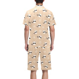 Cute raccoon heart pattern Men's V-Neck Short Pajama Set