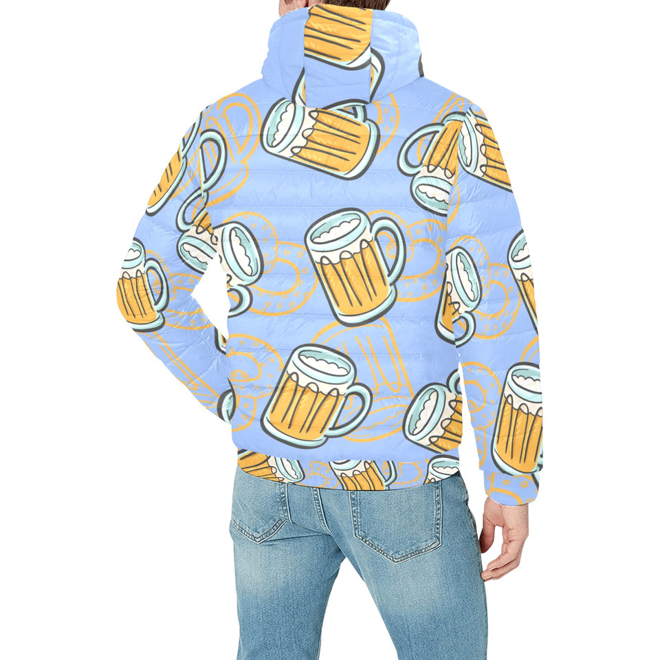 Beer pattern Men's Padded Hooded Jacket