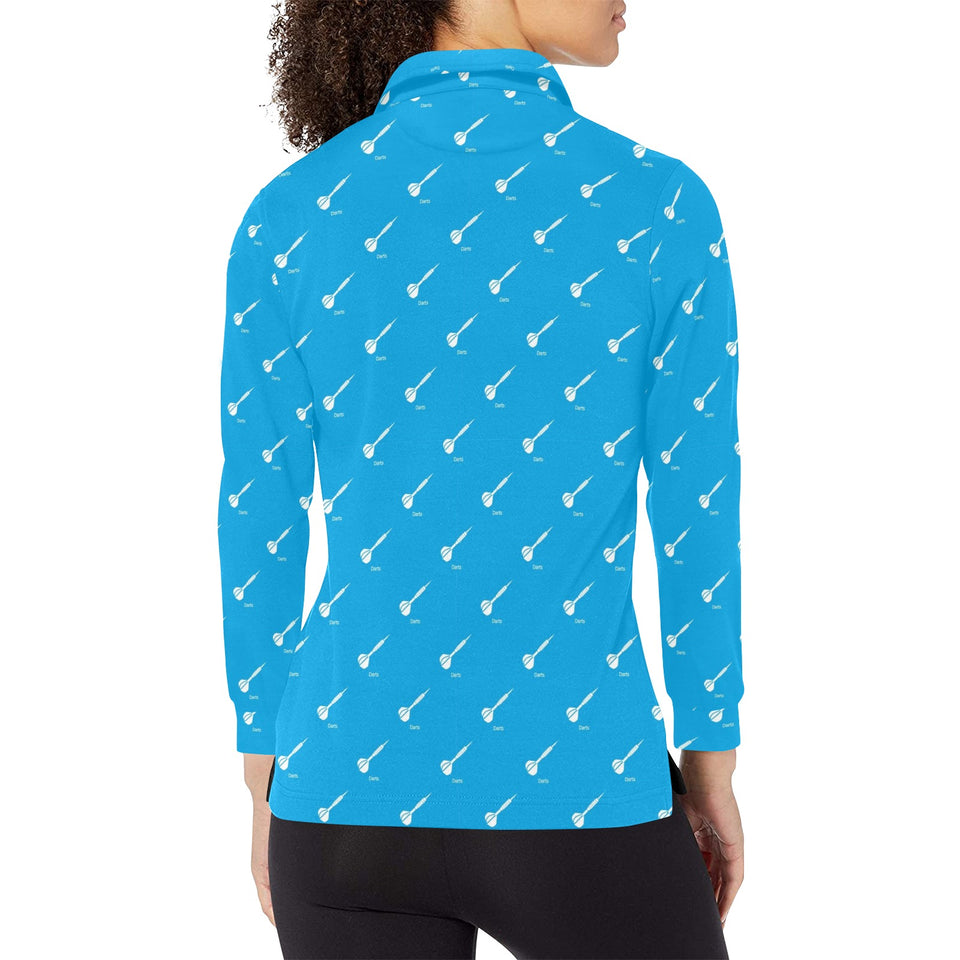 Darts Pattern Print Design 05 Women's Long Sleeve Polo Shirt