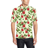 Red apples leaves pattern Men's All Over Print Polo Shirt