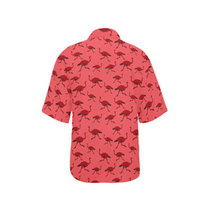 Ostrich Pattern Print Design 03 Women's All Over Print Hawaiian Shirt