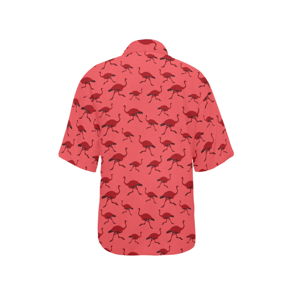 Ostrich Pattern Print Design 03 Women's All Over Print Hawaiian Shirt