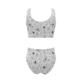 Spider web cobweb pattern Chest Bowknot High Waisted Bikini Swimsuit
