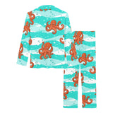 Octopuses sea wave background Women's Long Pajama Set