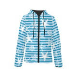 Starfish blue blackground Women's Padded Hooded Jacket