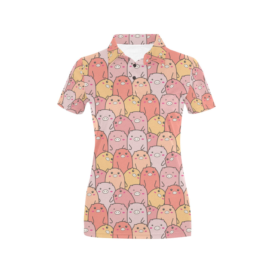 Pig Pattern Print Design 04 Women's All Over Print Polo Shirt