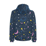 space pattern with planets, comets, constellations Men's Padded Hooded Jacket