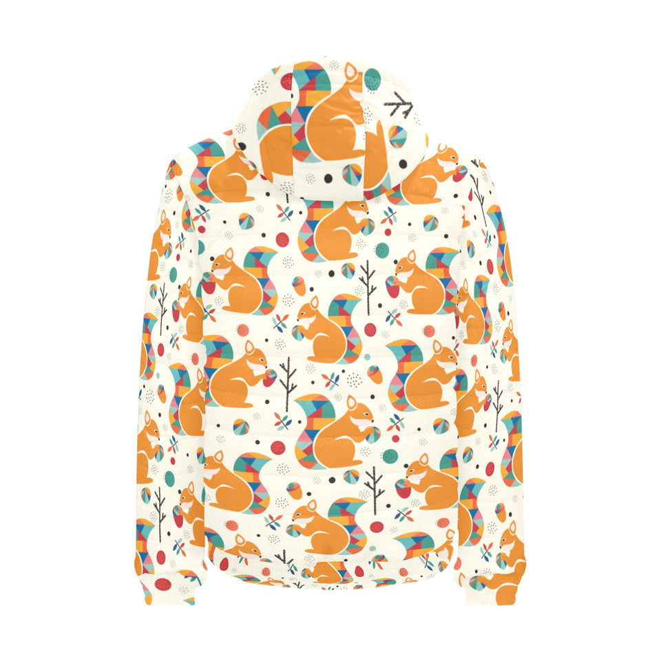 Squirrel Pattern Print Design 04 Men's Padded Hooded Jacket