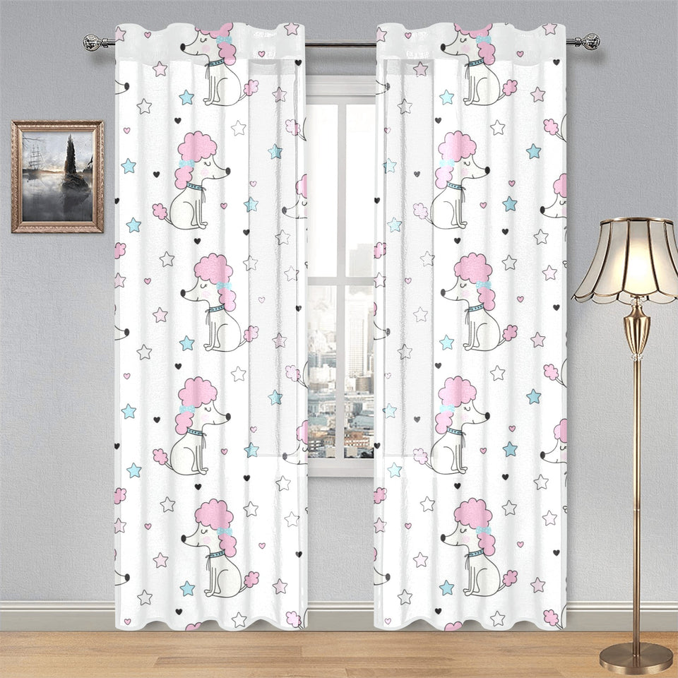 Cute poodle dog star pattern Gauze Curtain