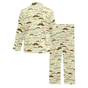 Mustache Beard Pattern Print Design 01 Men's Long Pajama Set
