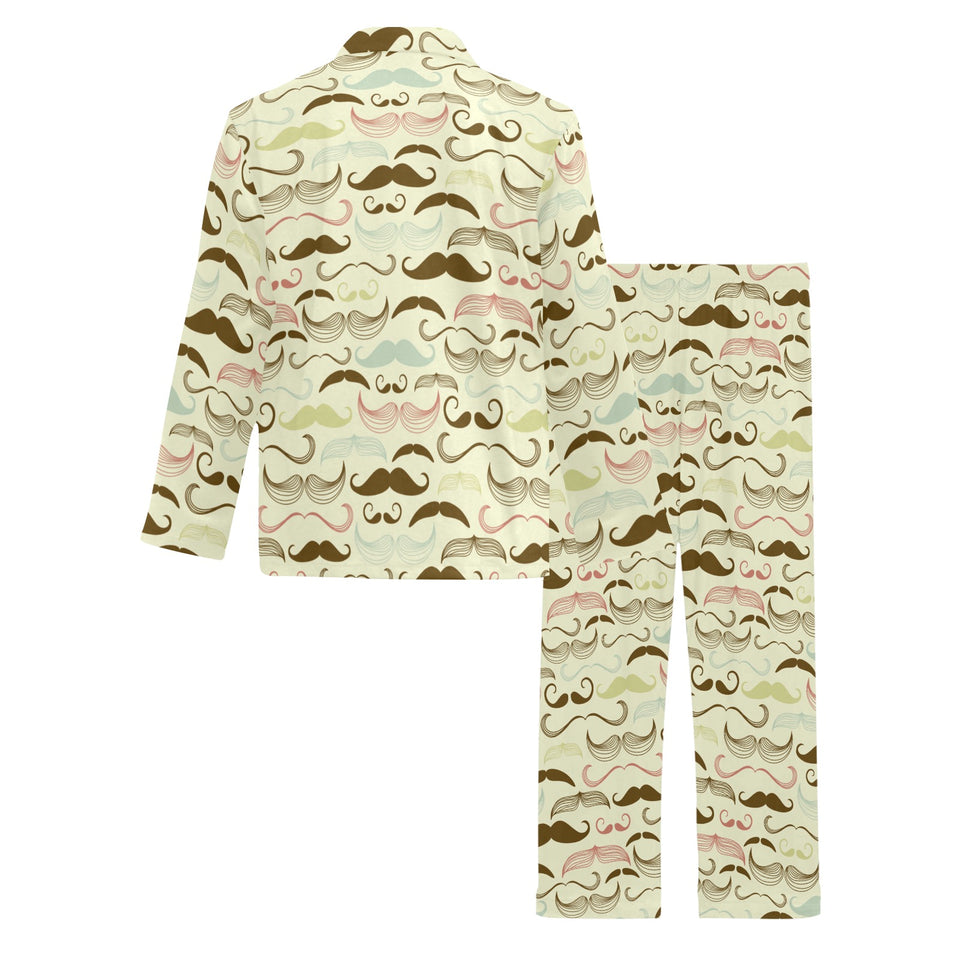 Mustache Beard Pattern Print Design 01 Men's Long Pajama Set