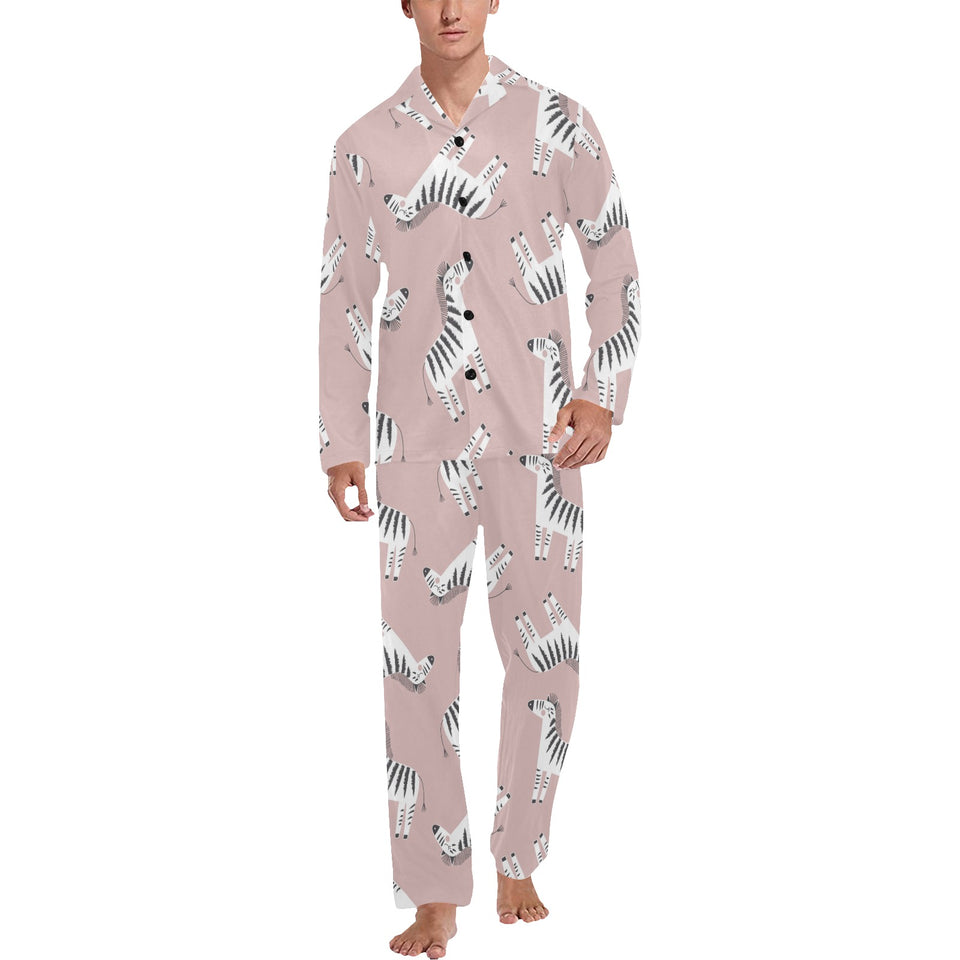 Cute zebra pattern Men's Long Pajama Set