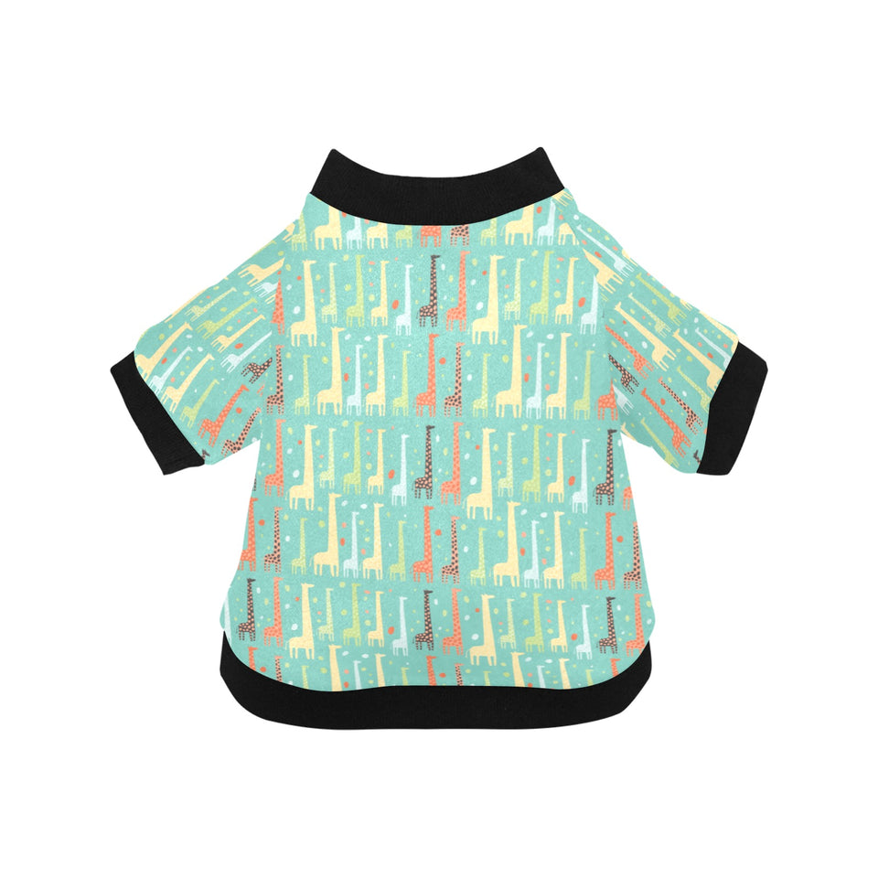 Giraffe Pattern Print Design 01 All Over Print Pet Dog Round Neck Fuzzy Shirt