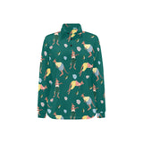 Kangaroo leaves pattern Women's Long Sleeve Polo Shirt