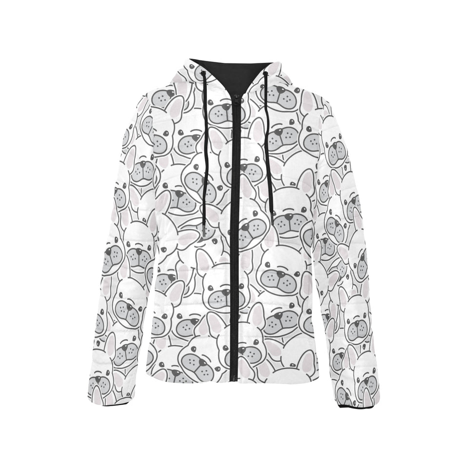 Cute french bulldog head pattern Women's Padded Hooded Jacket