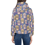 Sugar skull flower pattern Women's Padded Hooded Jacket
