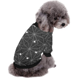 Spider web design pattern Black background white c All Over Print Pet Dog Round Neck Fuzzy Shirt