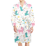 Colorful unicorn pattern Men's Long Sleeve Belted Night Robe