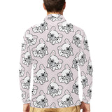 Cute french bulldog pattern Men's Long Sleeve Polo Shirt