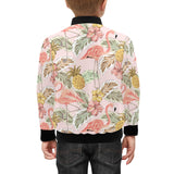 Pink flamingo birds pineapples hibiscus flower pat Kids' Boys' Girls' Bomber Jacket