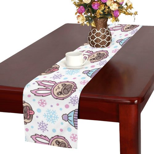 Cute pug hat rabbit costume pattern Table Runner