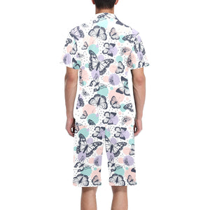 Butterfly pattern Men's V-Neck Short Pajama Set