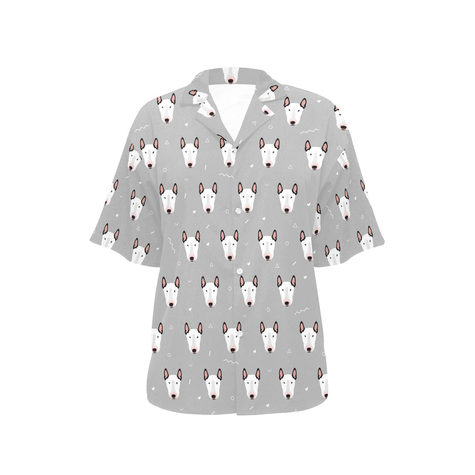 Bull Terrier Pattern Print Design 05 Women's All Over Print Hawaiian Shirt