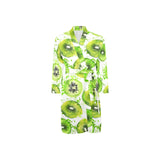 Watercolor kiwi pattern Men's Long Sleeve Belted Night Robe