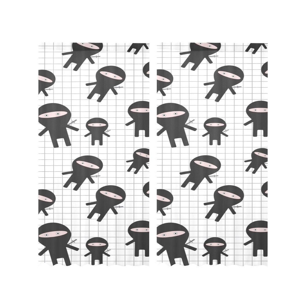 Ninja pattern plaid background Gauze Curtain