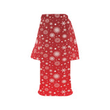 Snowflake pattern red background Blanket Robe with Sleeves