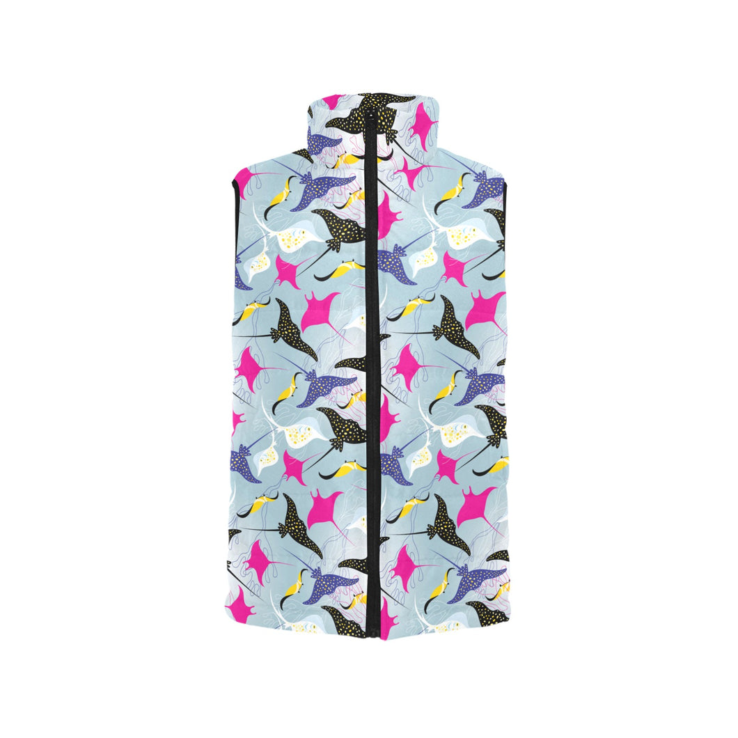 Stingray Pattern Print Design 01 Women's Padded Vest