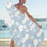 Cute polar bears Christmas decoration pattern Beach Towel