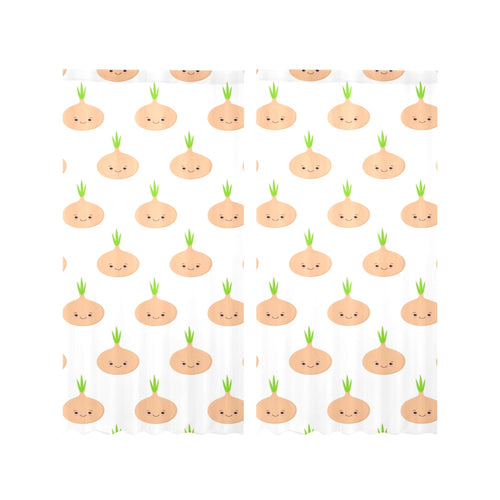 cute onions smiling faces Gauze Curtain
