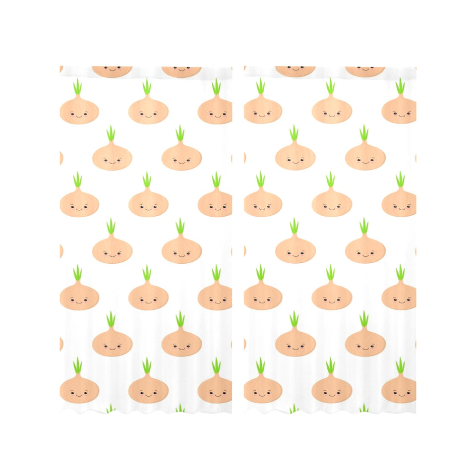 cute onions smiling faces Gauze Curtain
