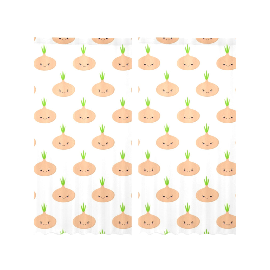 cute onions smiling faces Gauze Curtain