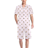 Yorkshire Terrier Pattern Print Design 02 Men's V-Neck Short Pajama Set