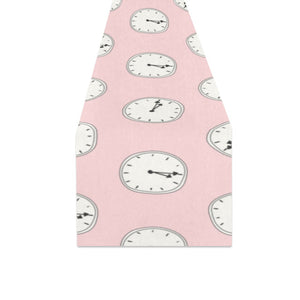 Clock pattern pink blackground Table Runner