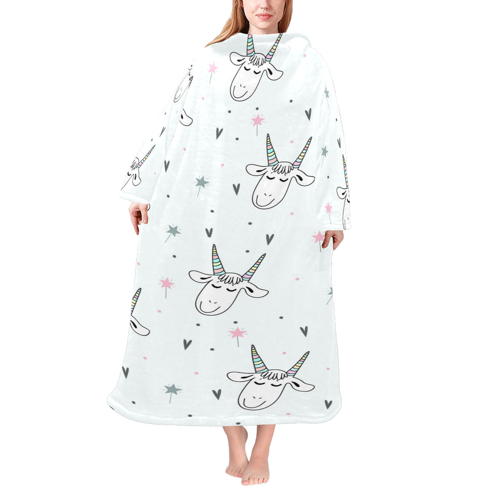 Cute goat design pattern Blanket Robe with Sleeves